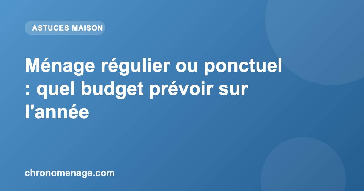 M&eacute;nage r&eacute;gulier ou ponctuel : quel budget pr&eacute;voir sur l'ann&eacute;e